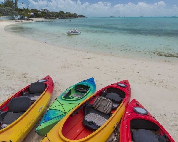 Bahamas, Exuma Island Kayaks on beach